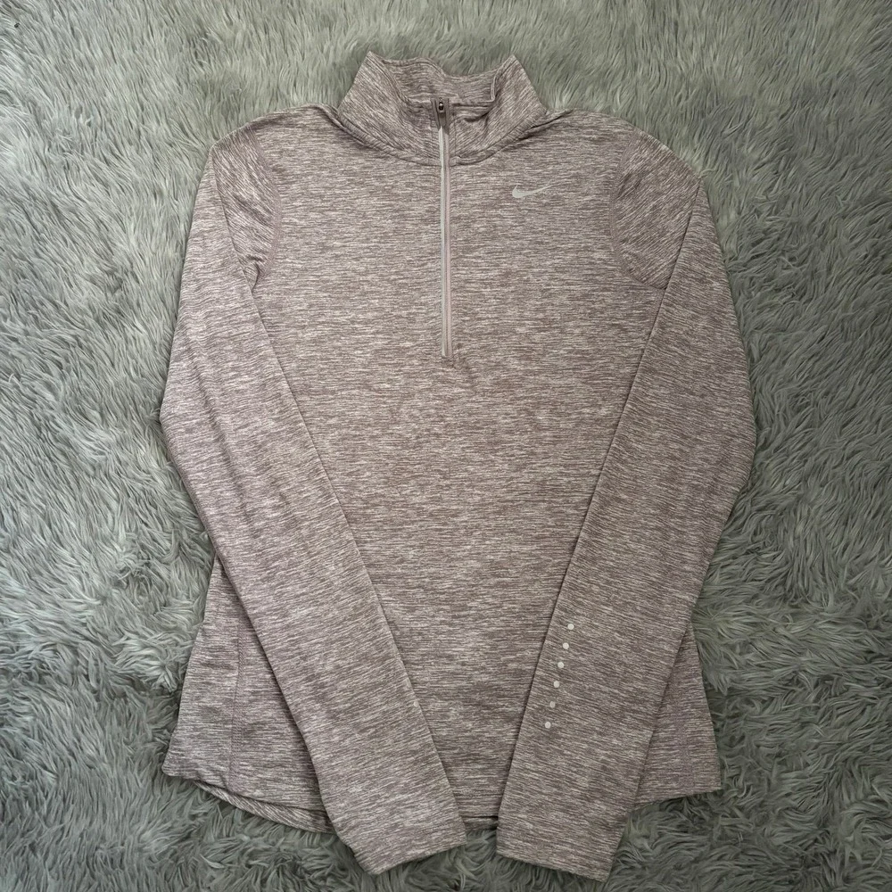 Nike Running Drifit Quarter Zip Long Sleeve Short Pale Light Purple Women's XS